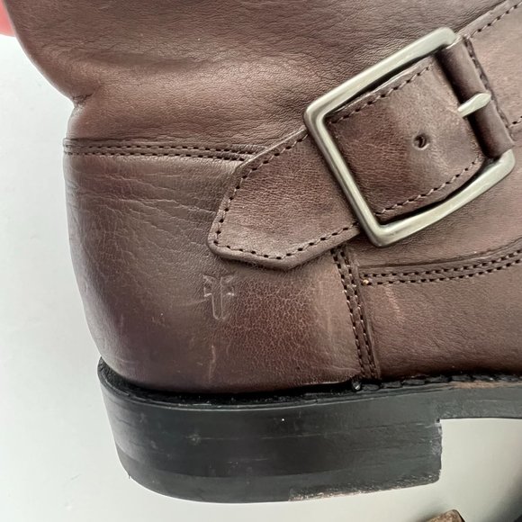 Frye Women’s Natalie Engineer Short Booties in Dark Brown Sz 6.5 - Picture 5 of 16